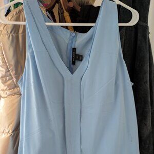 St John Light Blue Silk Blouse V neck  Size 16